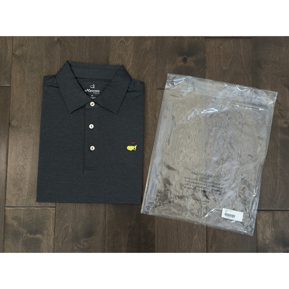 New Masters Tech Polo Shirt Mens Size M Gray Augusta National Golf Club Stretch